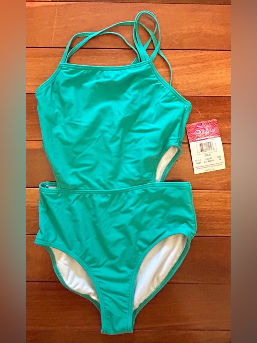 NWT Kanu Surf Girls' Bathing Suit - Size 14, Color Atlantis